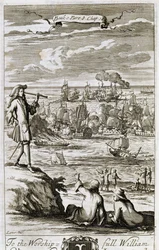 Observando una batalla naval a través de un telescopio, ilustración del Libro 1 Parte 8 Capítulo 18 de 